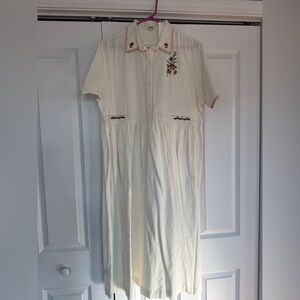 NWT- Runaway Bicycle Embroidered Cream Dress